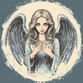 Vintage Style Angel with Feathery Wings