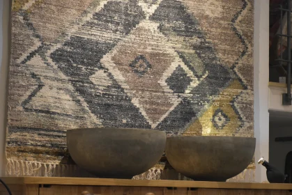 Stone Bowls with Abstract Rug