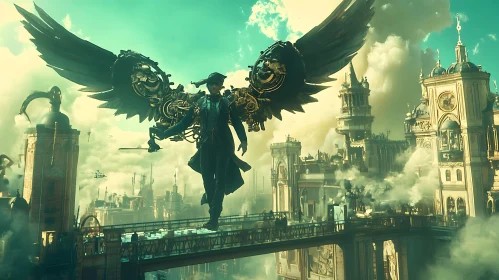 Mechanical Wings Over Metropolis