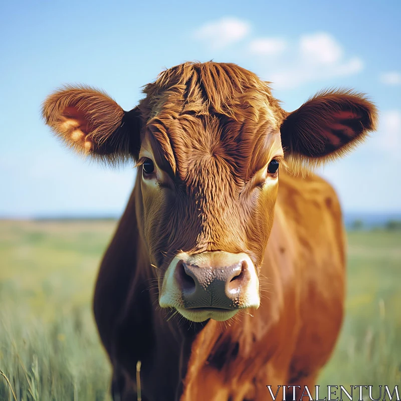 Cow in field AI Image