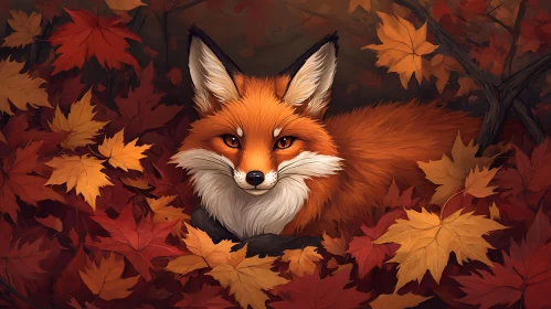 Red Fox in Fall Foliage