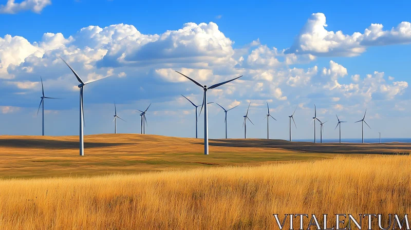 AI ART Renewable Energy Landscape with Wind Turbines