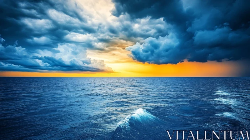 AI ART Sunset Over the Ocean with Stunning Cloud Formations