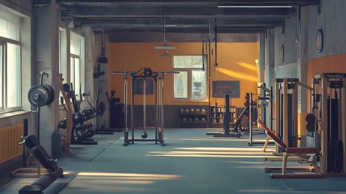 Well-Equipped Gym Interior with Natural Lighting