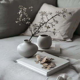 Muted Tones Floral Arrangement on Books
