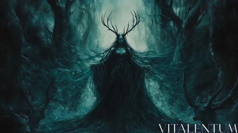 AI ART Mystic Forest Spirit with Antlers