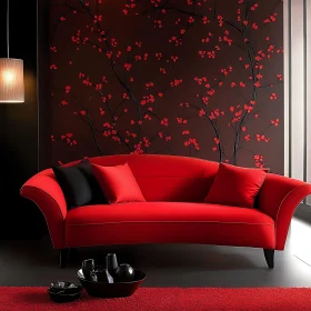 Contemporary Living Room with Red Accents