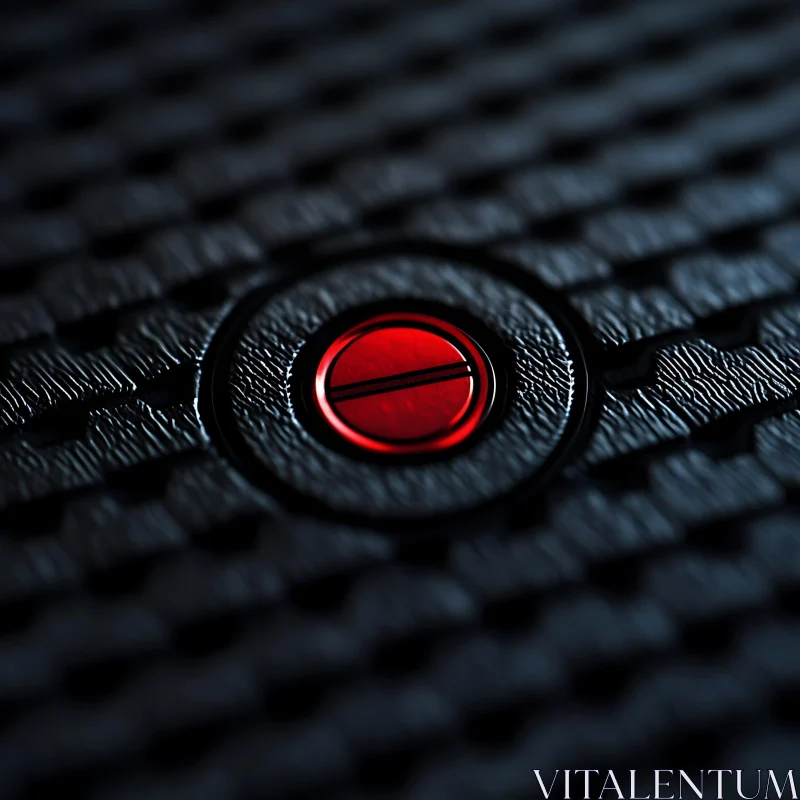 Textured Black Surface Featuring Red Button AI Image