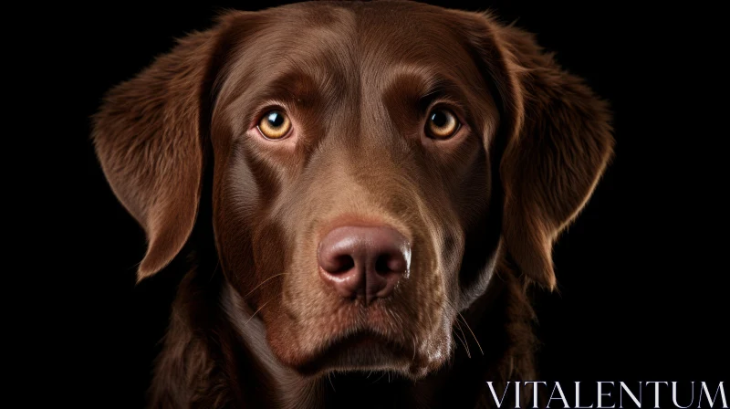 Detailed Chocolate Labrador Portrait on Black Background AI Image