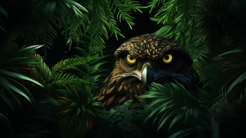 Eagle in Jungle - A Surrealistic View in Dark Gold