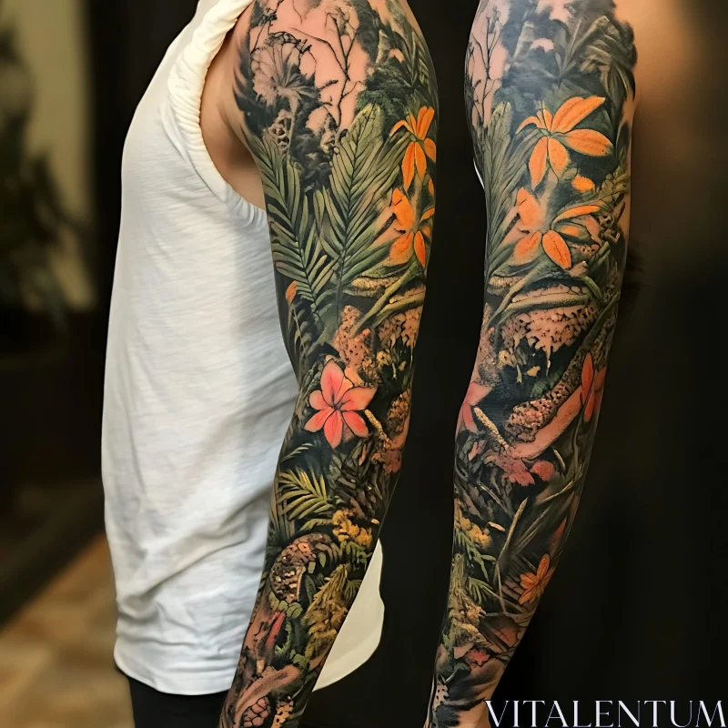 Tropical Jungle Tattoo Sleeve AI Image