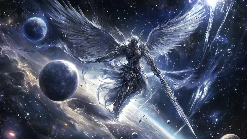 Winged Warrior in the Starry Expanse