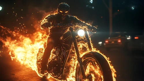 Fiery Motorcycle Rider