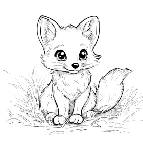 Adorable Fox in Black and White