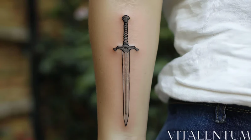 Detailed Sword Tattoo on Arm AI Image