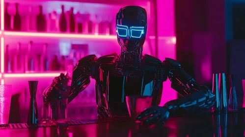 Futuristic Bartender at Work