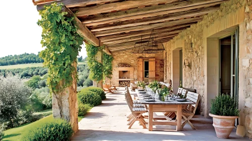 Rustic Stone House with Outdoor Dining Space