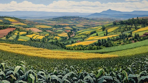 Agricultural Landscape with Terraced Fields