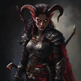 Horned Warrior Woman Portrait