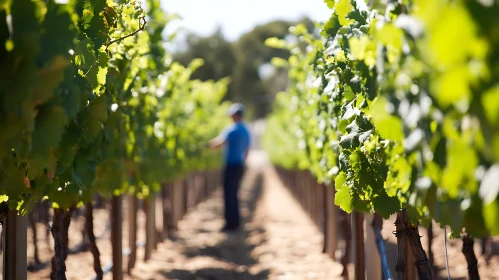 Grape Vines in a Vineyard