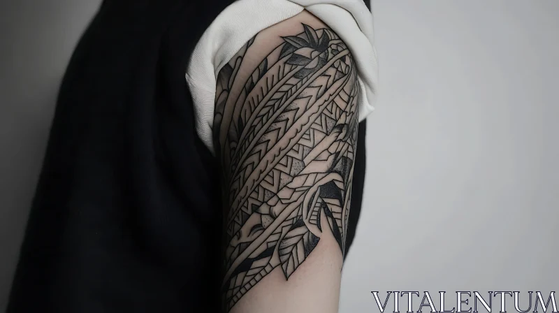 Geometric Tribal Arm Tattoo AI Image