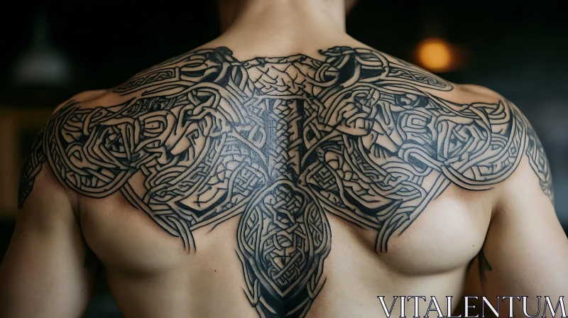 Intricate Celtic Back Tattoo AI Image