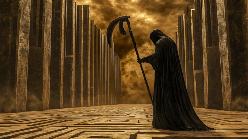 Hooded Figure with Scythe