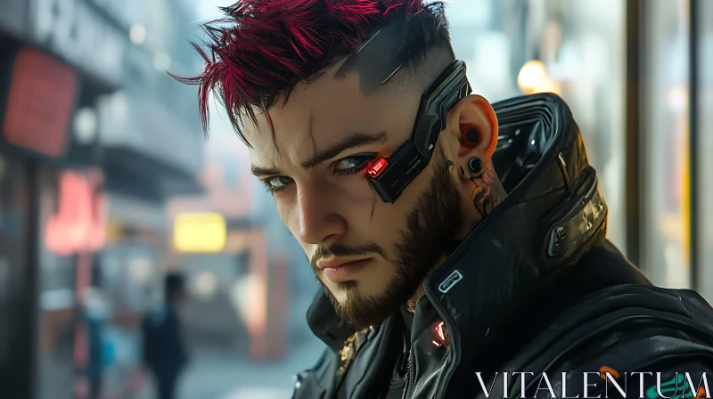 Cyberpunk Male with High-Tech Implants AI Image