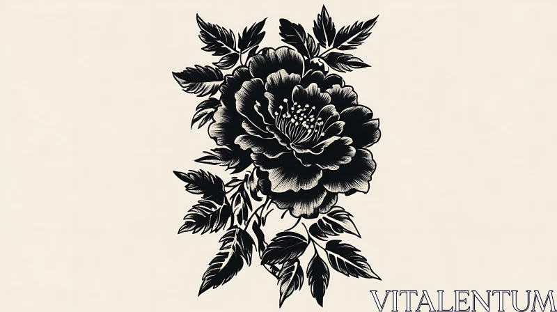 Monochrome Flower Art AI Image