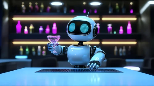 Futuristic Bartender at the Bar