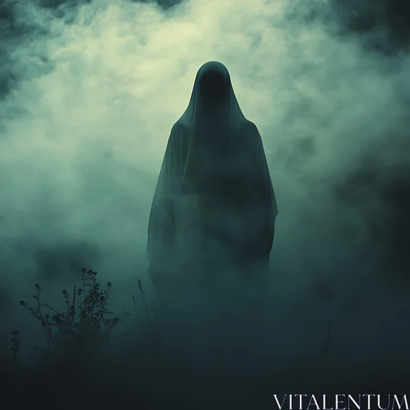 Silhouette of a Ghost in the Fog AI Image