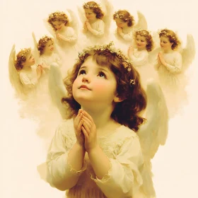 Vintage Angels and Child in Prayer