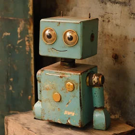 Antique Turquoise Robot Toy