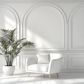 Minimalist White Room with Potted Plant