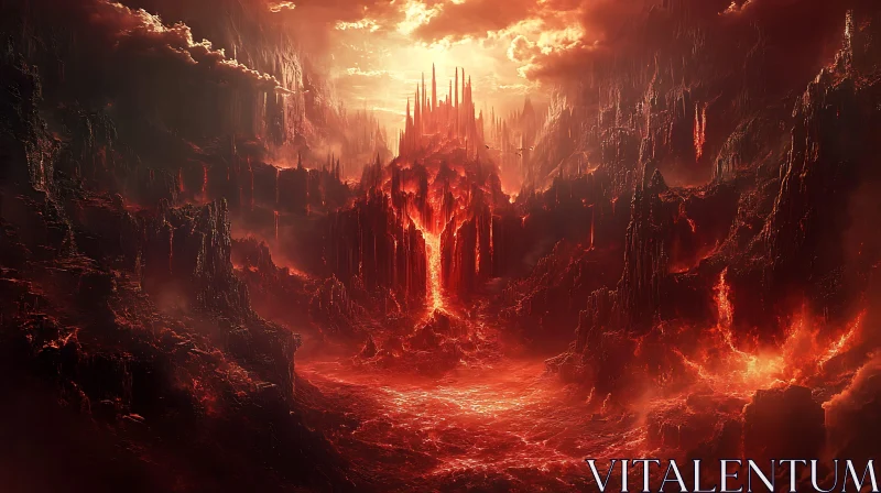 AI ART Fiery Abyss: A Vision of Volcanic Hellscape