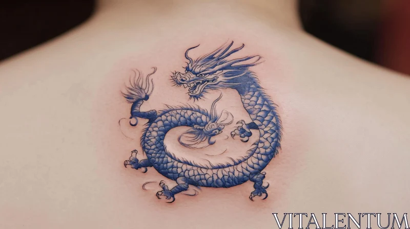 Blue Dragon Tattoo Art AI Image