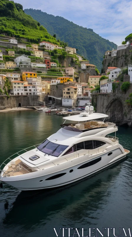 Luxury Motor Yacht in Port: Meticulous Attention to Detail AI Image