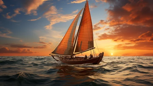Realistic Sailboat in the Ocean - Captivating Artwork