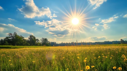 Sunny Meadow with Flowers