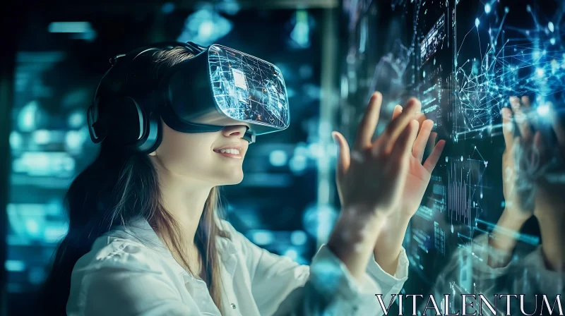 VR Headset User Interacting with Digital World