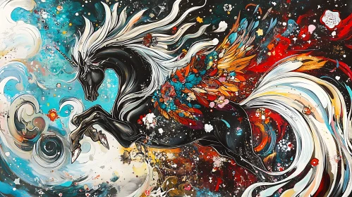 Celestial Unicorn with Floral Wings