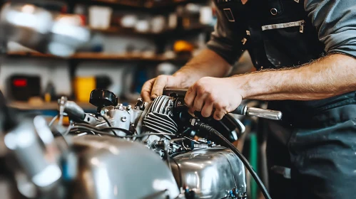 Mechanic Fine Tuning Motorcycle Engine