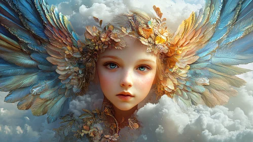 Heavenly Child with Feathered Wings