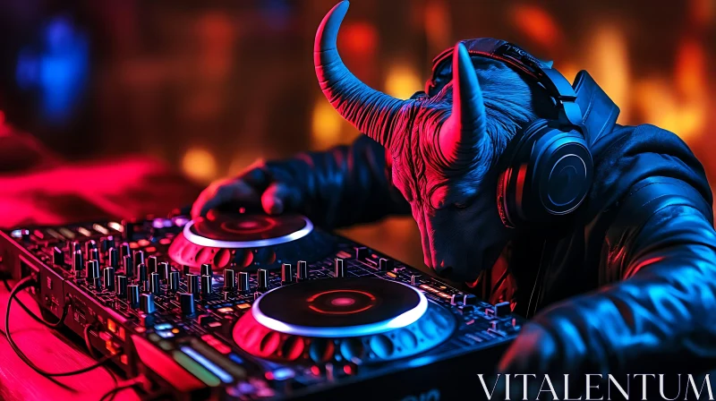 Minotaur DJ at the console AI Image