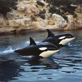 Two Killer Whales in the Sea
