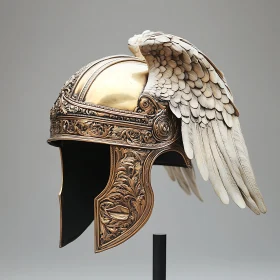 Ornate Golden Helmet with Wings