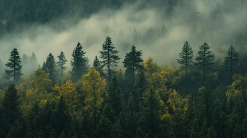 Serene Foggy Forest Landscape