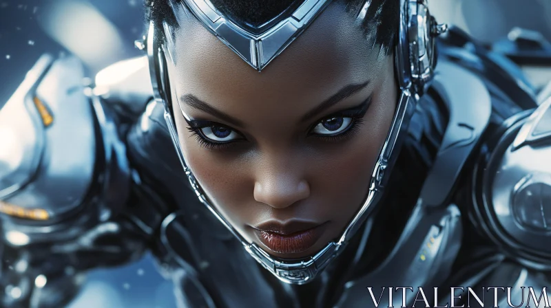 Cyborg Portrait with Intricate Metallic Armor