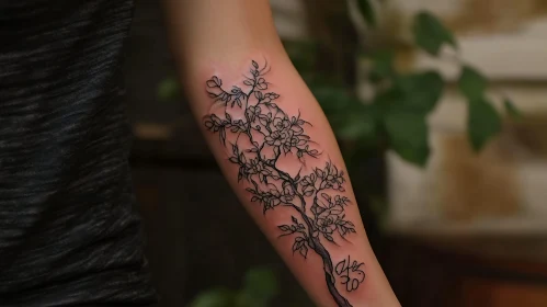 Intricate Tree Tattoo Design on Arm