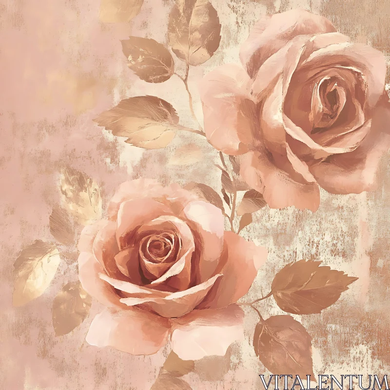 Delicate Pink Roses - Artistic Floral Composition AI Image